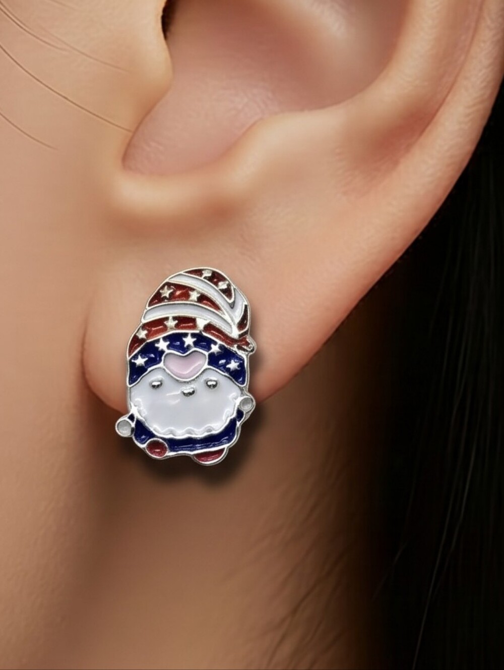 Patriotic Gnome Earrings American Flag Stud Earrings USA Americana Jewelry NWT